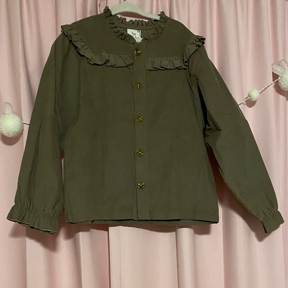 Velvet Kids Ruffled Blouse in Seal Grey